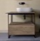 Console Sink Vanity With Ceramic Vessel Sink and Natural Brown Oak Drawer, 35